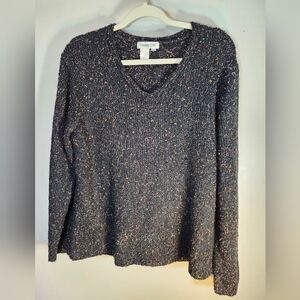 Coldwater Creek V-neck Confetti Knit Pullover Sz L